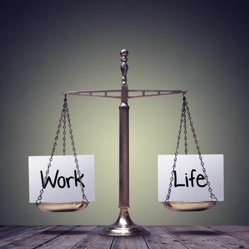 Work life balance scales business and family lifestyle choice